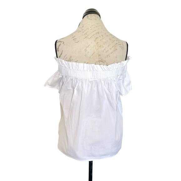 Gap Womens Off Shoulder White Blouse Ruffled Cotton Short Sleeve Size Small - Picture 3 of 12